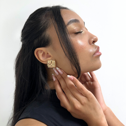Gold Square Studs