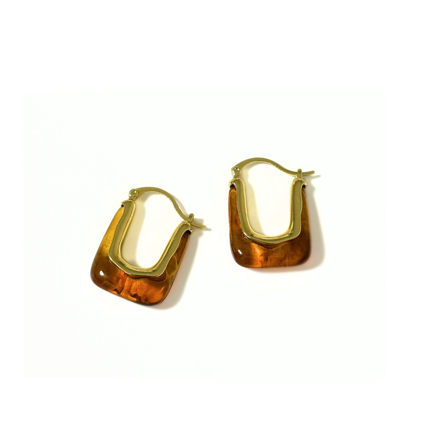 Alvéra Amber Resin Stud Earrings – elegant gold-plated amber earrings, classy and trendy jewelry for women