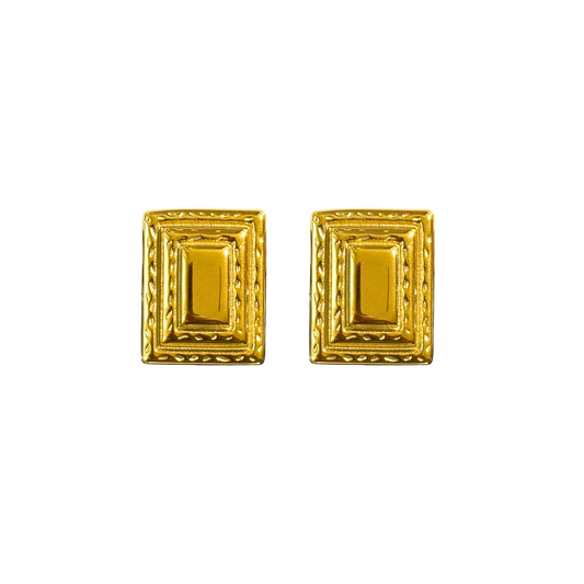 Gold Vintage Rectangle Studs