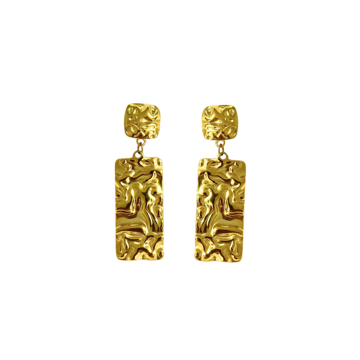 Alvéra Gold Textured Drop Earrings – elegant gold-plated drop earrings for women, classy textured jewelry from Alvéra