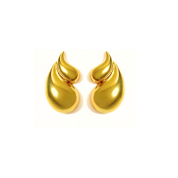 Gold Fluid Drop Studs