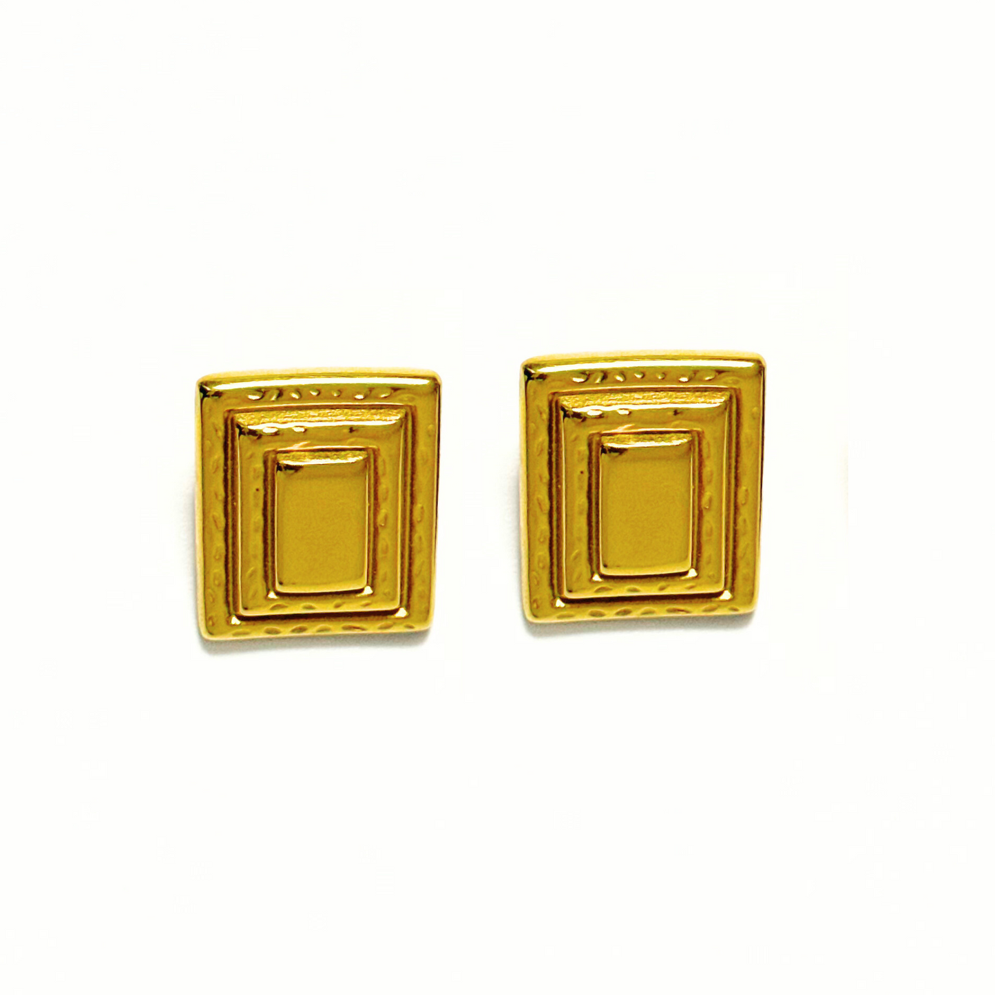 Gold Vintage Rectangle Studs