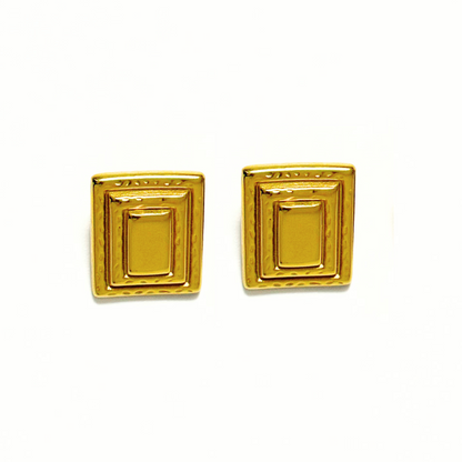 Gold Vintage Rectangle Studs