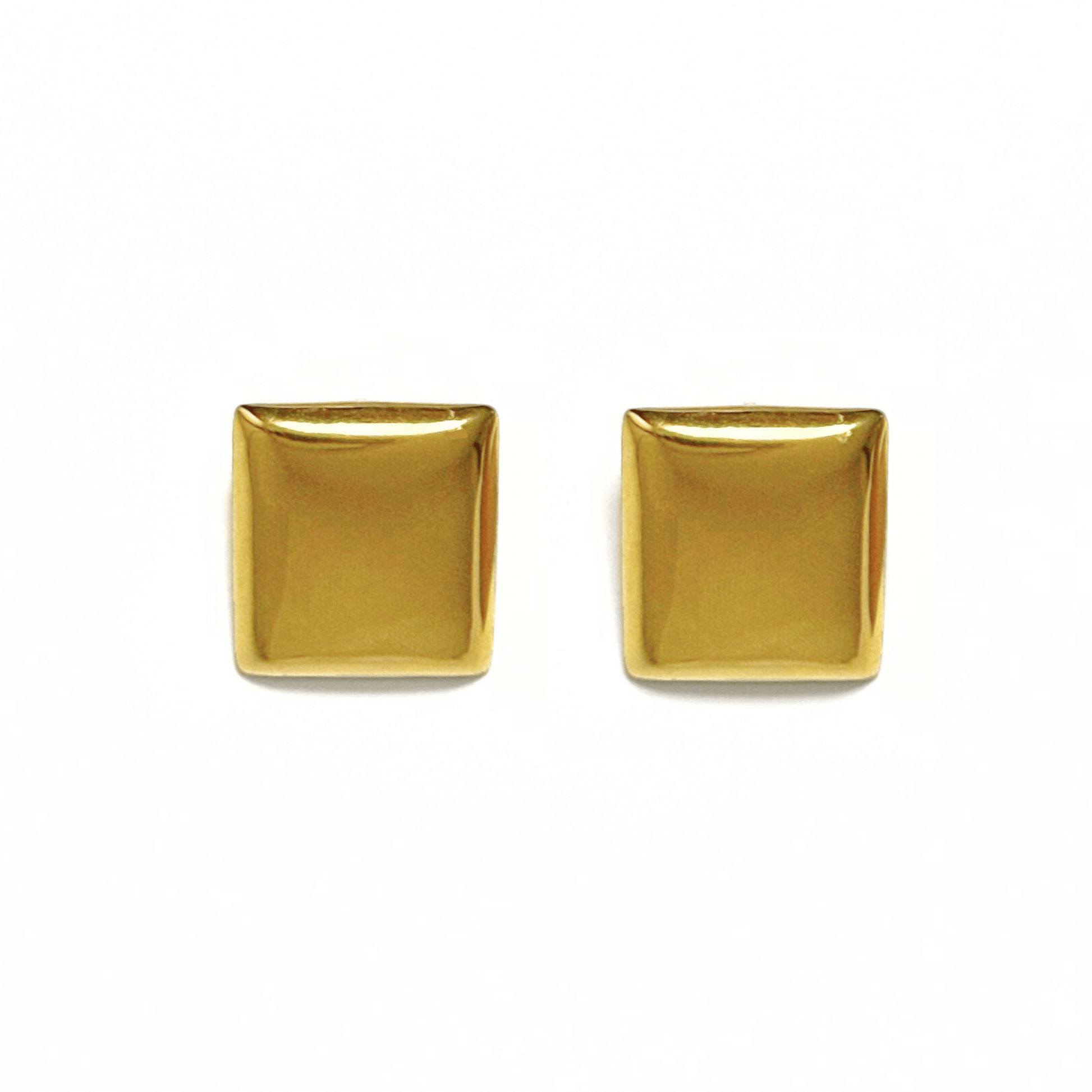 Alvéra Gold Square Stud Earrings – minimalist gold-plated statement studs for women, elegant clean-girl jewelry on white background