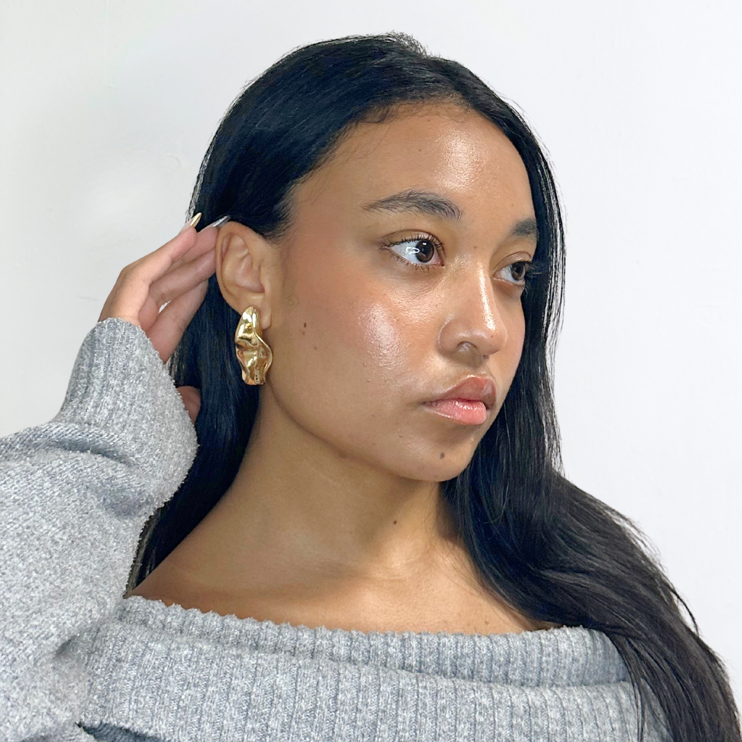 Gold Liquid Drop Studs