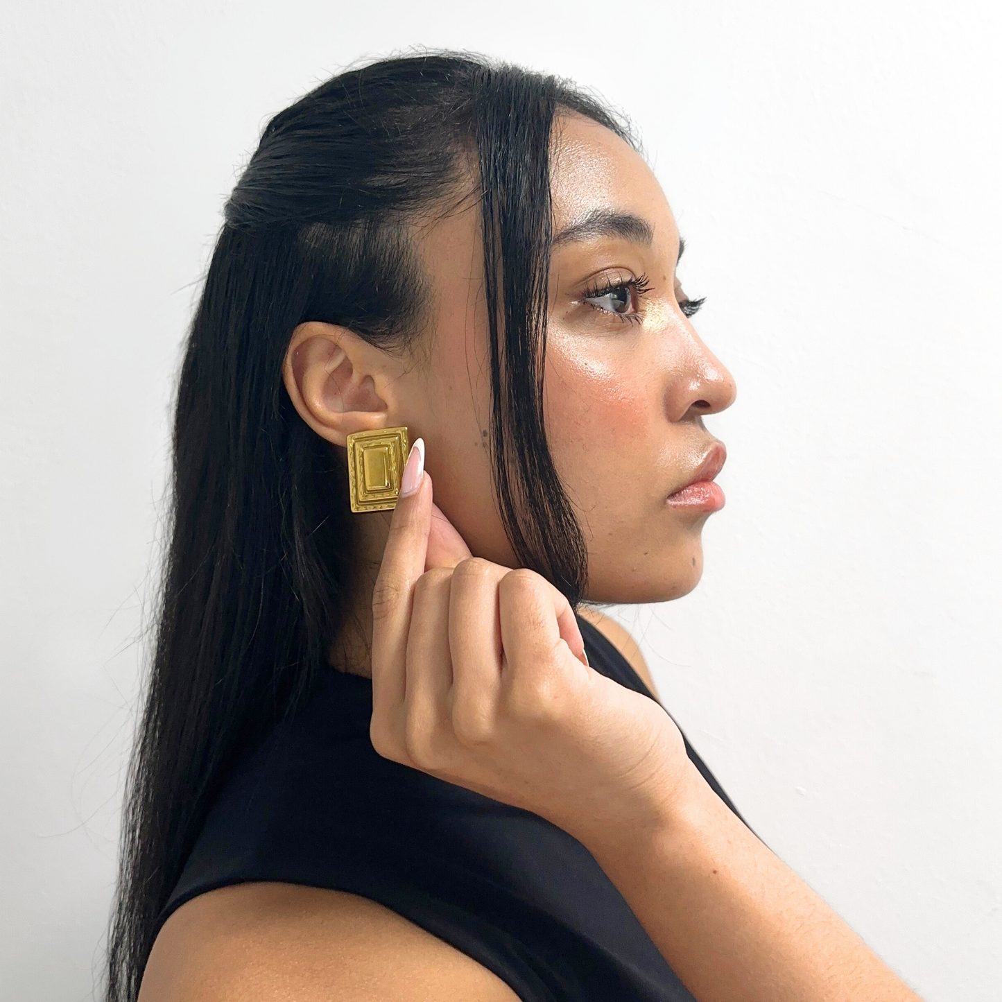 Gold Vintage Rectangle Studs
