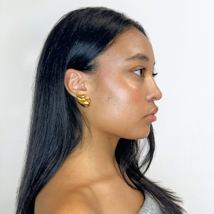 Gold Fluid Drop Studs