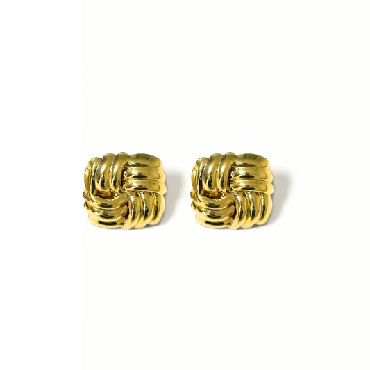 Gold Square Studs